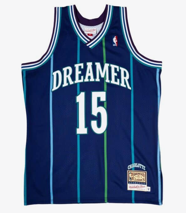 Men's Charlotte Hornets #15 Cloud Aqua DREAMER x Mitchell & Ness Throwback Stitched Jersey Men's Charlotte Hornets #15 Cloud Aqua DREAMER x Mitchell & Ness Throwback Stitched Jersey